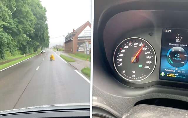 Belgische waaghals scheurt met 90 km/u op zijn ligfiets over de weg