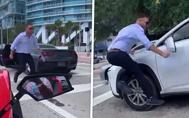 Automobilist slaat met een Jean-Claude Van Damme-punch zijspiegel eraf tijdens road rage