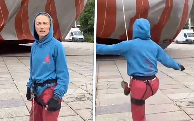 Viral video van Franse vrouw die aan luchtballon vastzit blijkt stunt voor show te zijn