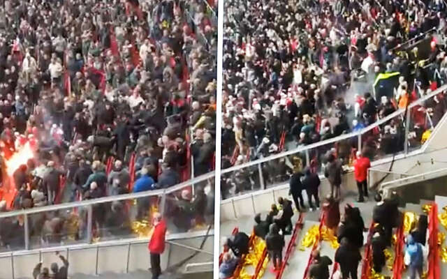 Vuurwerk op én naast het veld: Vechtpartij op Ajax-tribune tussen supporters en stewards