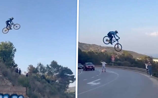 BMX'er gaat niet snel genoeg en haalt nèt niet de overkant
