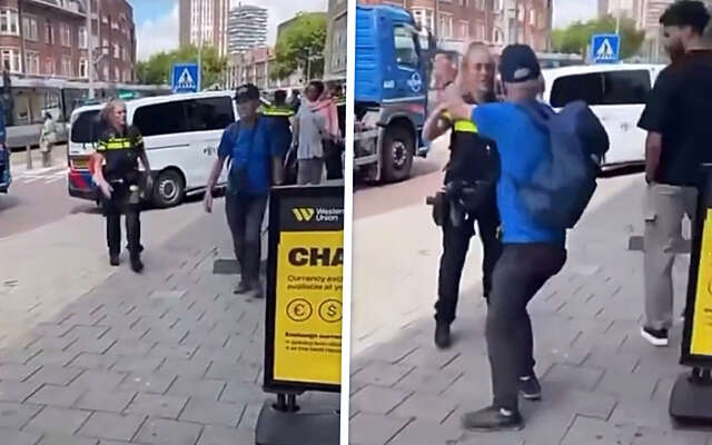 Vrouwelijke agent deelt corrigerende karma-tik uit aan vent met grote mond