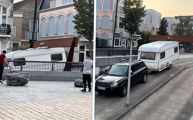 Duitser rijdt met z'n caravan een parkeergarage in Vlissingen binnen