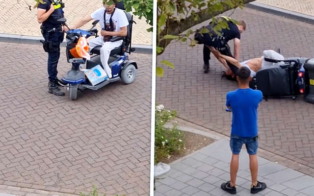 Beenloze man uit z'n scootmobiel geslingerd door politieagent