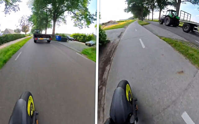 Boer is helemaal klaar met 'irritante' motorrijders en grijpt hooivork