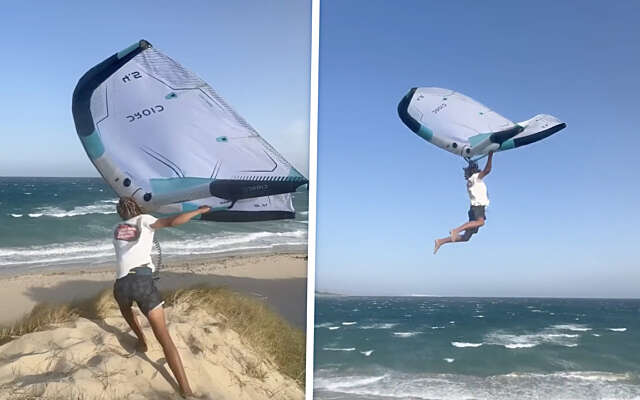 Dit is ook een manier om over het strand te vliegen