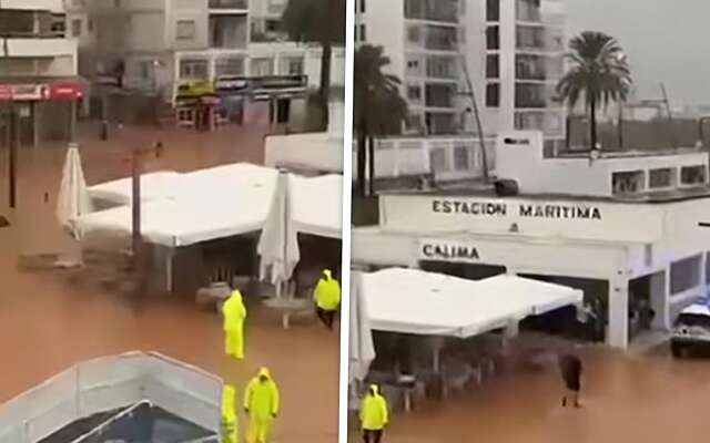 Wateroverlast Ibiza: Containers drijven door straten, hotels onderwater