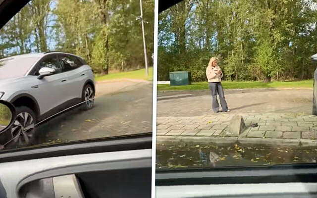 Hey mevrouw, het is niet verstandig om op z'n grote steen te parkeren