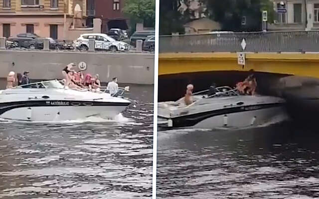 Vrouw op speedboot kopt spontaan een brug